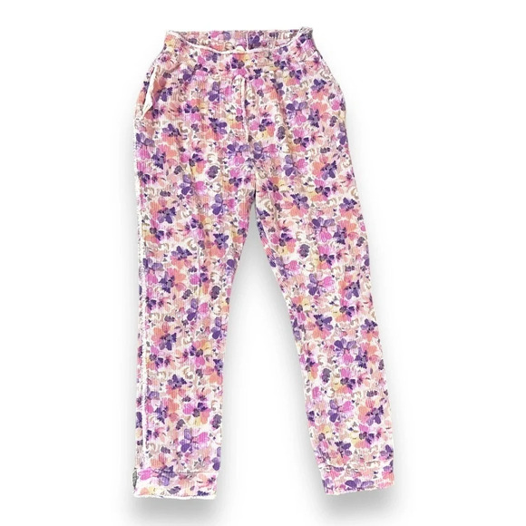 LoveShackFancy Pants - Loveshackfancy Clea Butterfly Print Waffle-Knit Joggers Sz M Mauve Sunset Cotton